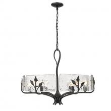 Golden 3160-6 NB-HWG - Calla 6 Light Chandelier in Natural Black with Hammered Water Glass Shade