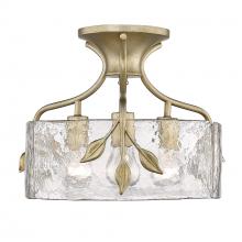 Golden 3160-SF WG-HWG - Calla WG 3 Light Semi-Flush in White Gold with Hammered Water Glass Shade