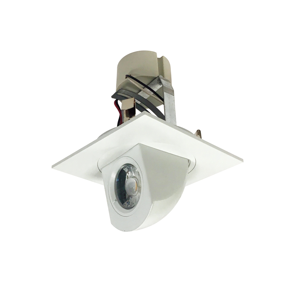 4" Cobalt Square Adjustable Elbow LED Retrofit, 800lm / 12W, 3000K, Matte Powder White Finish