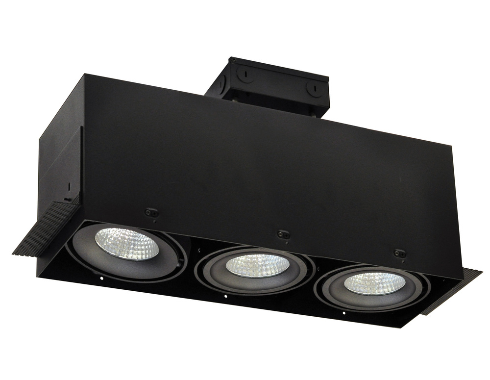 LED Trimless 3-Head MLS Housing, 30W / 2100lm per Head, 4000K, 32-Degrees Flood, Black, 120-277V