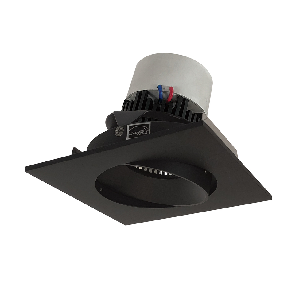 4" Pearl LED Square Adjustable Cone Retrofit, 800lm / 12W, Comfort Dim, Black Reflector / Black