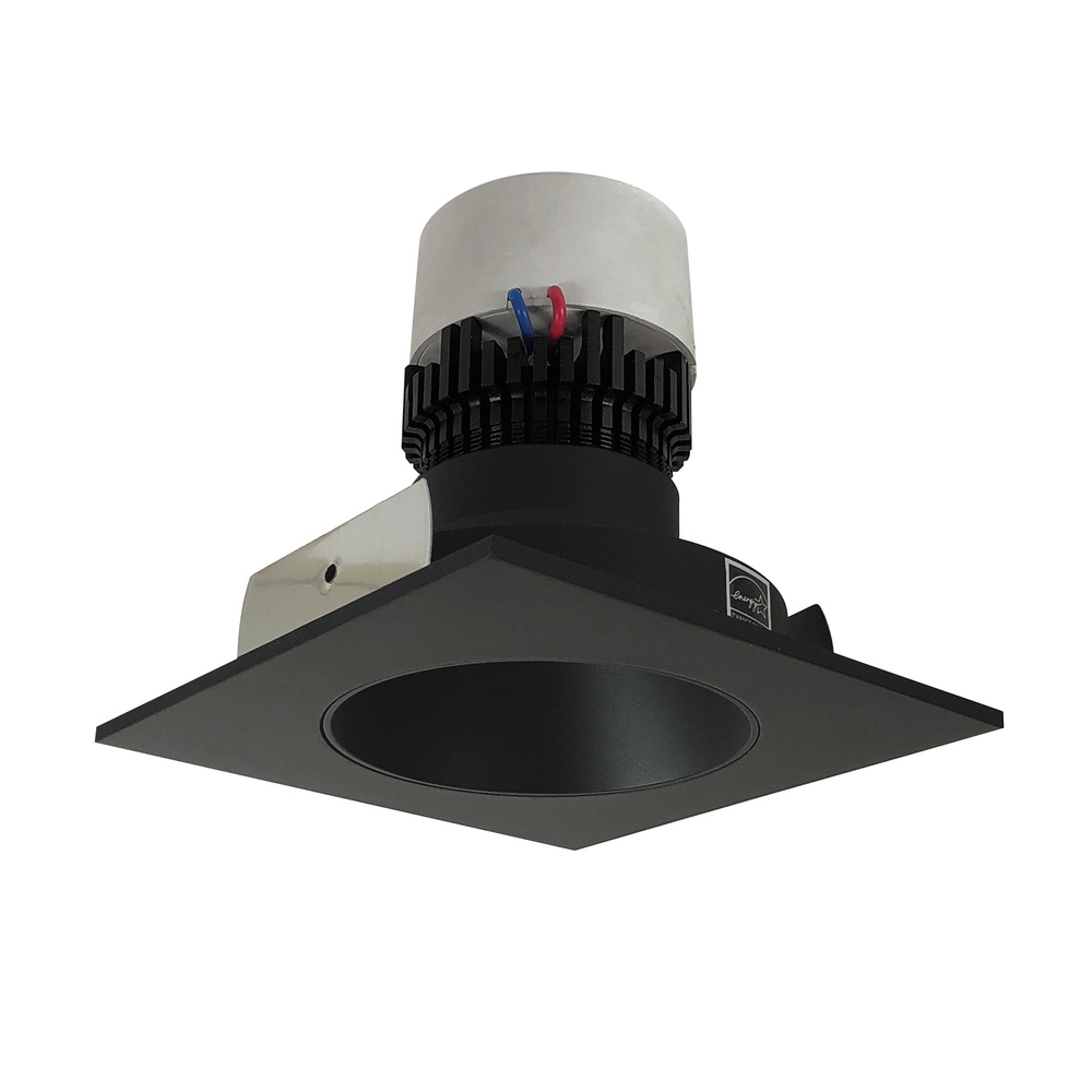 4" Pearl LED Square Retrofit Reflector with Round Aperture, 800lm / 12W, Comfort Dim, Black