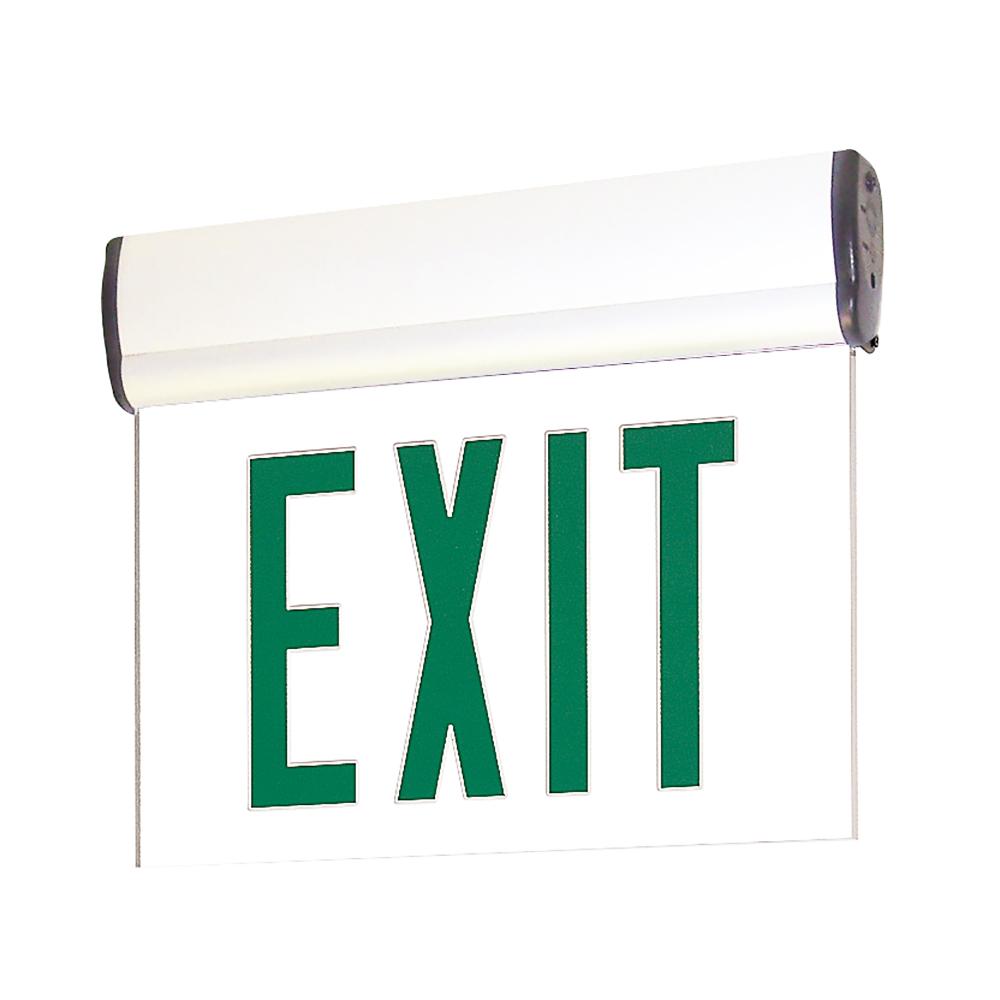 Surface Adjustable LED Edge-Lit Exit Sign, AC Only, 6" Green Letters, Single Face / Mirrored