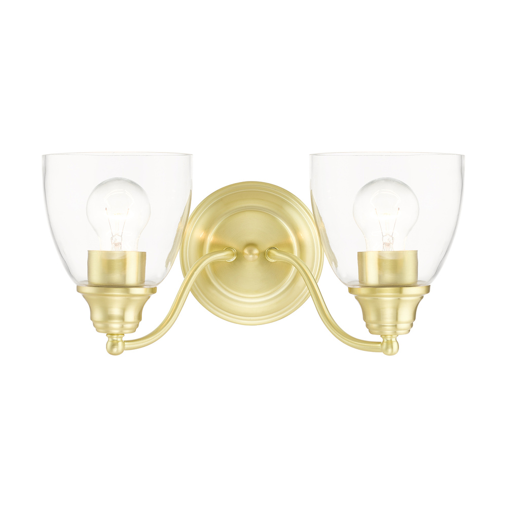 2 Lt Satin Brass Vanity Sconce