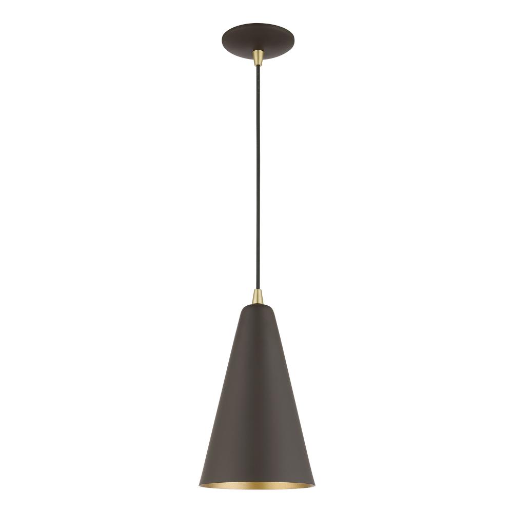 1 Light Bronze with Antique Brass Accents Mini Pendant