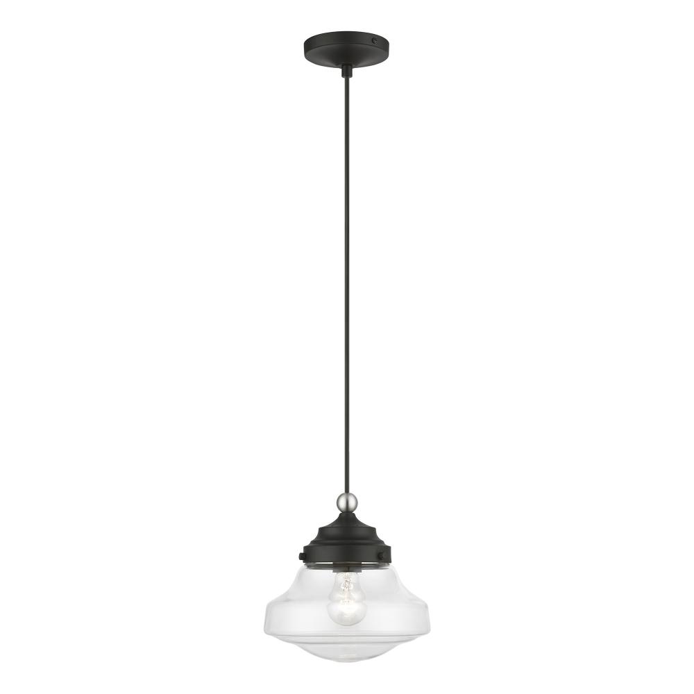 1 Light Black with Brushed Nickel Accent Mini Pendant