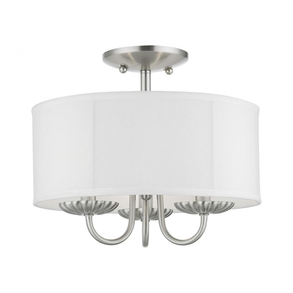 3 Light Brushed Nickel Semi-Flush Mount