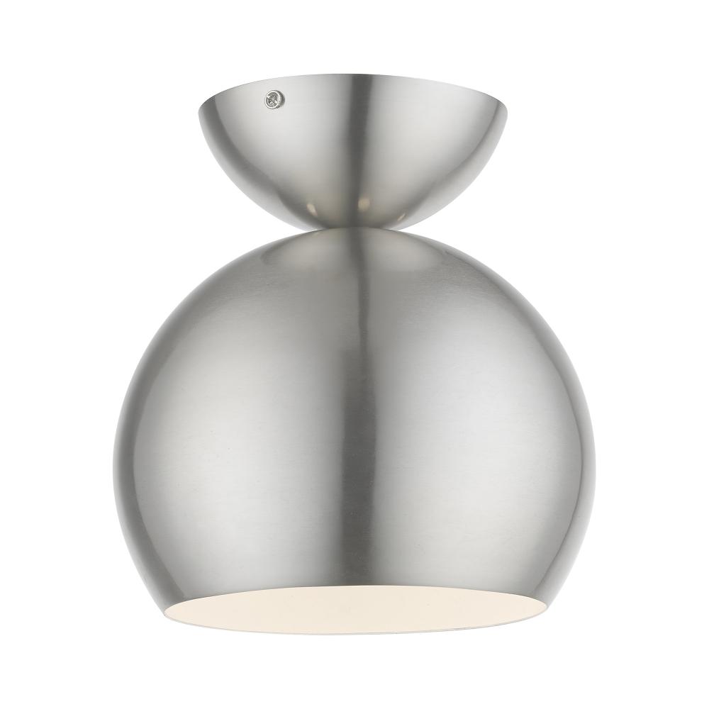 1 Light Brushed Nickel Globe Semi-Flush