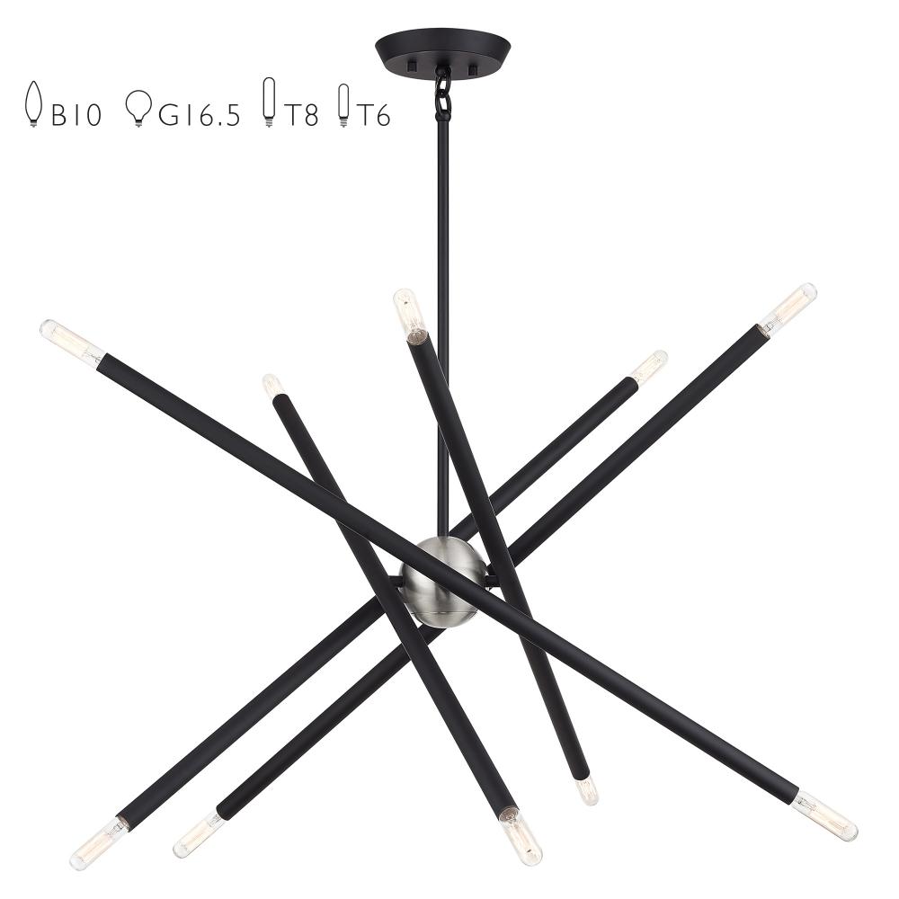 10 Light Black Medium Chandelier