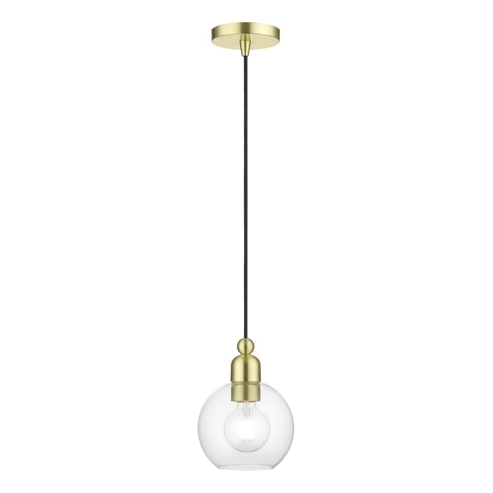 1 Light Satin Brass Sphere Mini Pendant