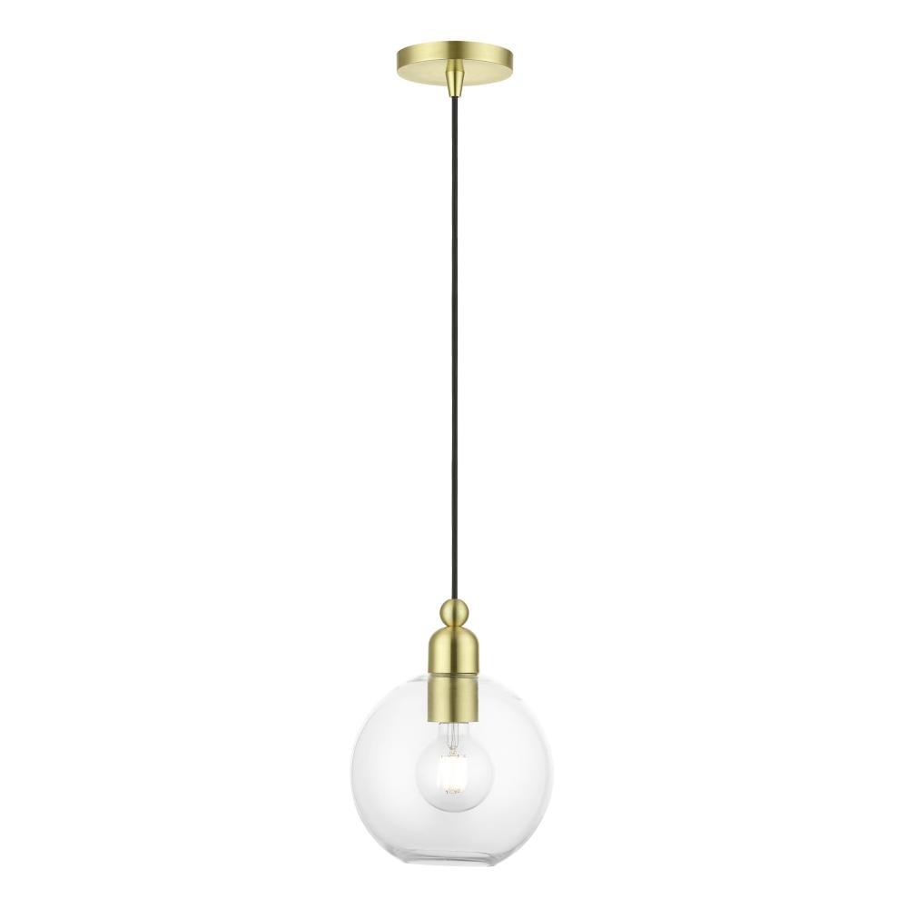 1 Light Satin Brass Sphere Pendant