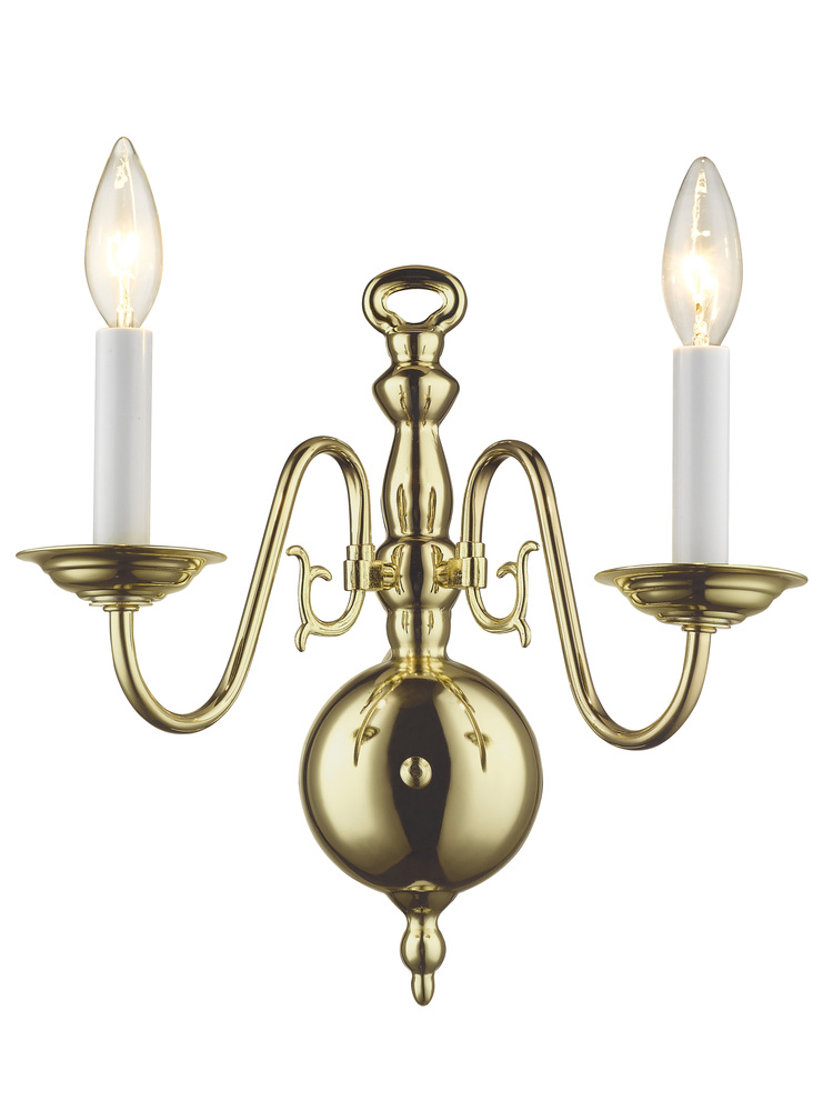 2 Light Polished Brass Wall Sconce