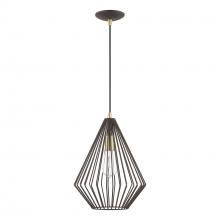 Livex Lighting 41325-07 - 1 Light Bronze with Antique Brass Accents Pendant