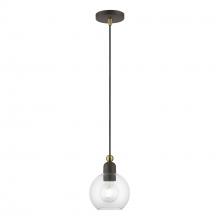 Livex Lighting 48971-07 - 1 Light Bronze with Antique Brass Accents Sphere Mini Pendant