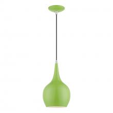 Livex Lighting 49016-78 - 1 Light Shiny Apple Green with Polished Chrome Accents Mini Pendant