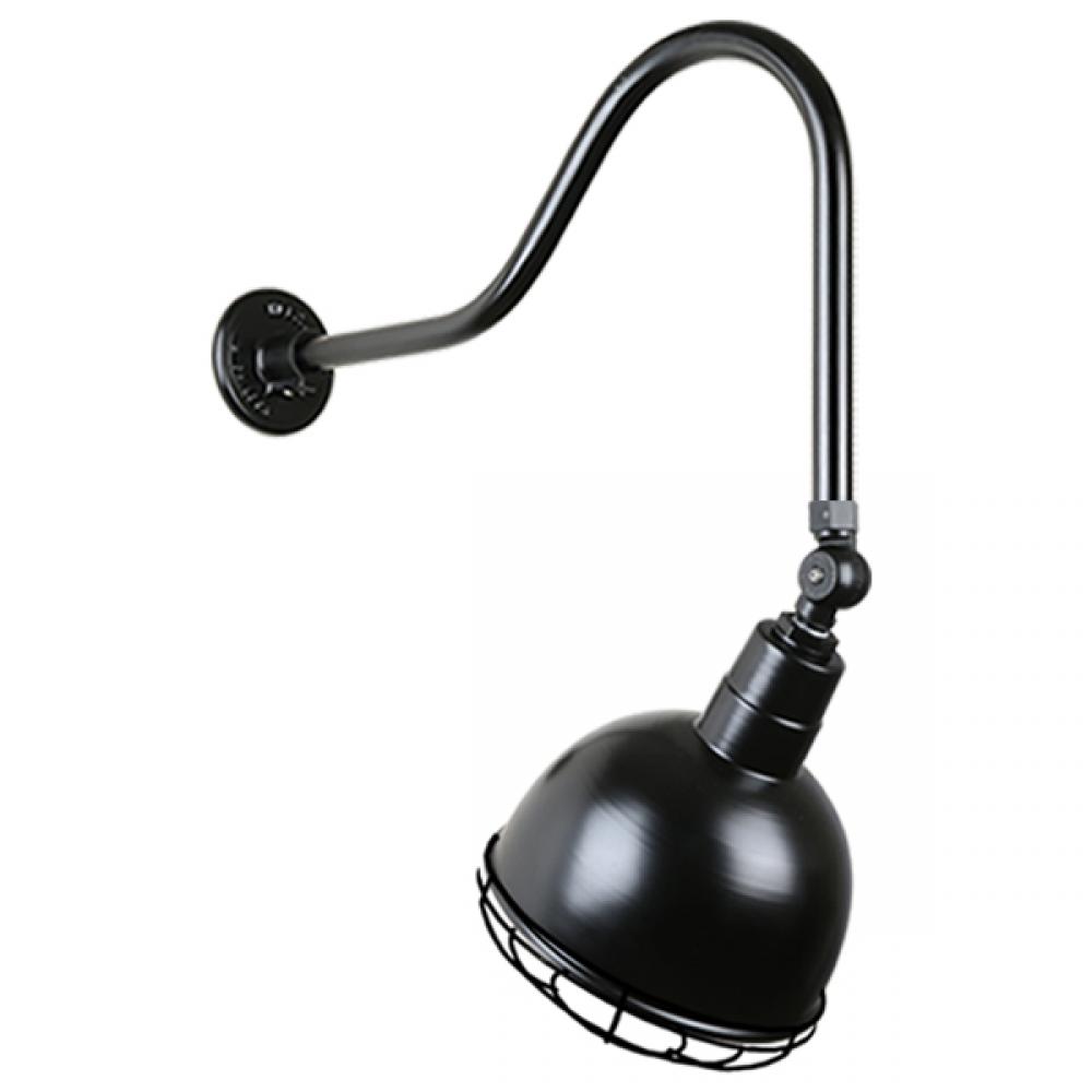10" Gooseneck Light Deep Bowl Shade, QSNHL-H Arm, Swivel Knuckle & Wire Guard Accessories