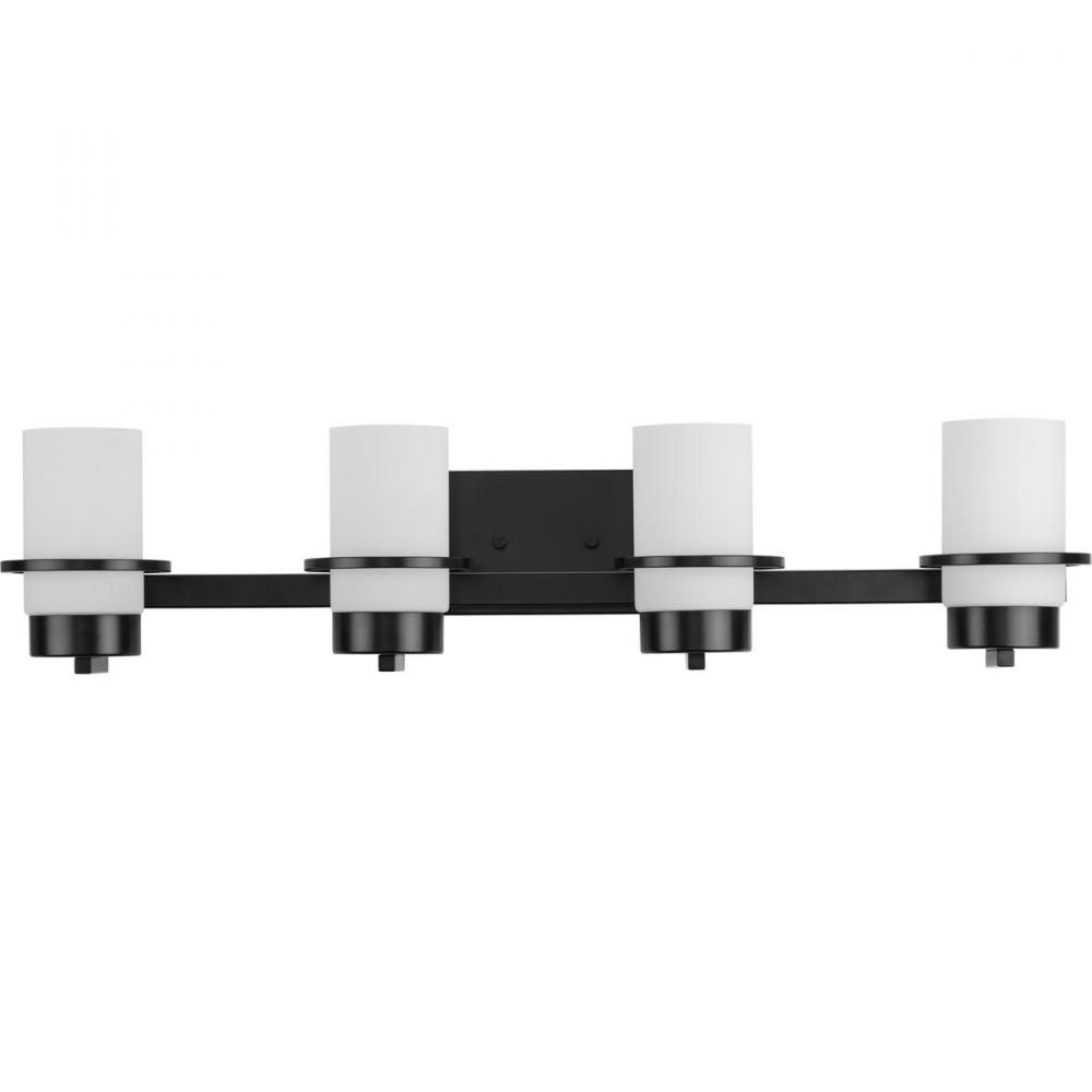 Reiss Collection Four-Light Modern Farmhouse Matte Black Vanity Light