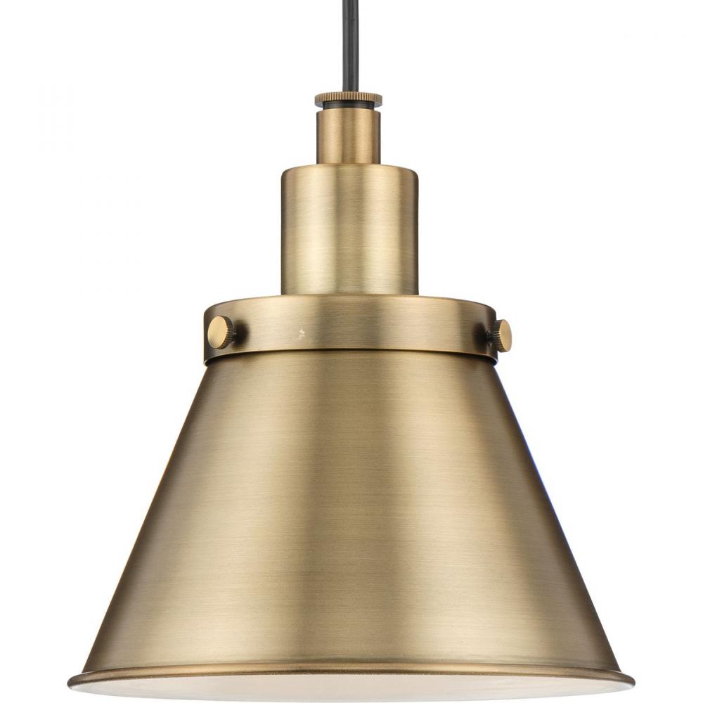 Hinton Collection One-Light Vintage Brass Modern Farmhouse Pendant