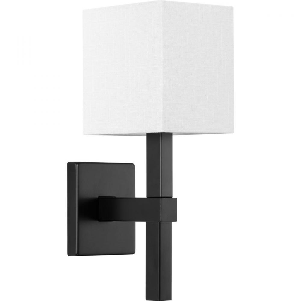 Metro Collection One-Light New Traditional Matte Black Summer Linen Wall Light