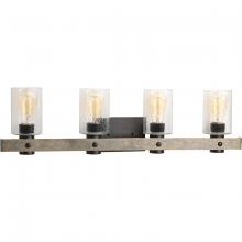 Progress P300126-143 - Gulliver Collection Four-Light Graphite Clear Seeded Glass Coastal Bath Vanity Light