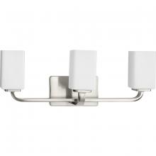 Progress P300370-009 - Cowan Collection Three-Light Modern Brushed Nickel Etched Opal Glass Bath Vanity Light