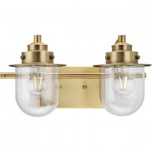 Progress P300435-163 - Northlake Collection Two-Light Vintage Brass Clear Glass Transitional Bath Light