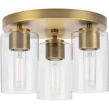 Progress P350237-163 - Cofield Collection 12 in. Three-Light Vintage Brass Transitional Flush Mount