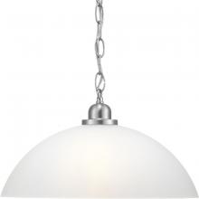 Progress P500149-009 - Classic Dome Collection One-Light Brushed Nickel Transitional Pendant