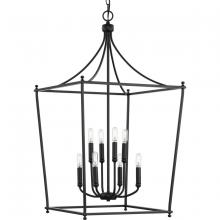  P500371-31M - Parkhurst Collection Eight-Light New Traditional Matte Black Chandelier Foyer Light