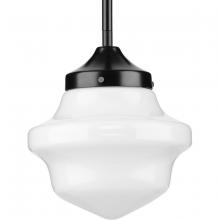 Progress P5196-31M - School House Pendant Collection One-Light Matte Black Opal Glass Coastal Mini-Pendant Light