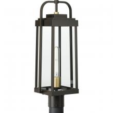 Progress P540090-020 - Walcott Collection One-Light Antique Bronze with Brasstone Accents Clear Glass Transitional Outdoor