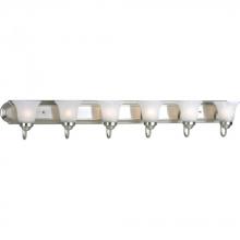  P3056-09 - Six-Light Brushed Nickel Alabaster Glass Traditional Bath Vanity Light