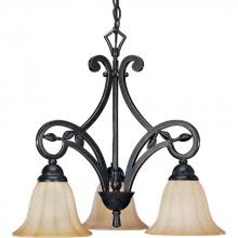 Progress P4200-84 - Three Light Espresso Weathered Sandstone Glass Down Chandelier