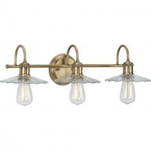 Progress P300288-163 - Fayette Collection Three-Light Vintage Brass Clear Glass Farmhouse Bath Vanity Light