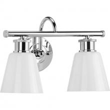 Progress P300315-015 - Ashford Collection Two-Light Polished Chrome and Opal Glass Farmhouse Style Bath Vanity Wall Light