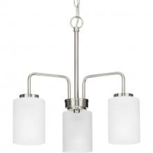  P400274-009 - Merry Collection Three-Light Brushed Nickel and Etched Glass Transitional Style Chandelier Light