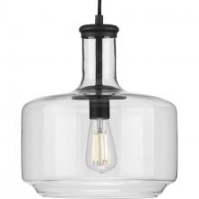  P500231-031 - Latrobe Collection One-Light Matte Black Clear Glass Coastal Pendant Light