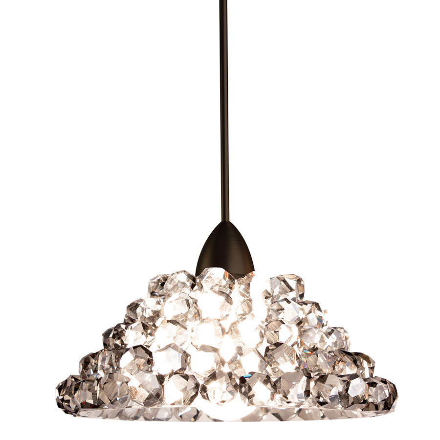 Giselle Black Ice Pendant with Dark Bronze Canopy