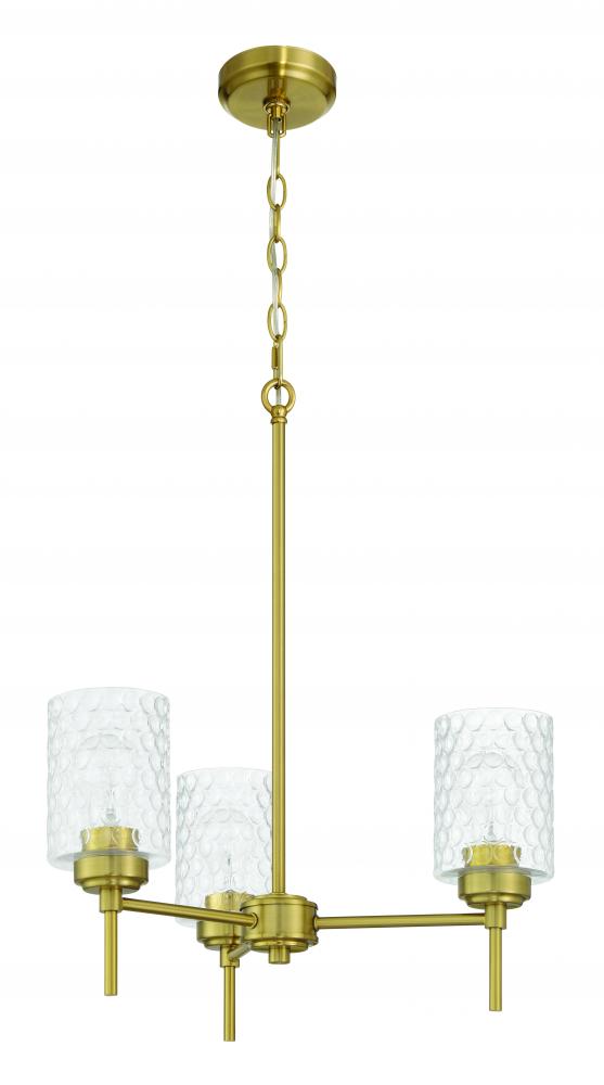 Claire 3 Light Chandelier in Satin Brass