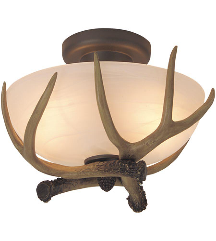 Antler 2 Light Semi Flush in European Bronze