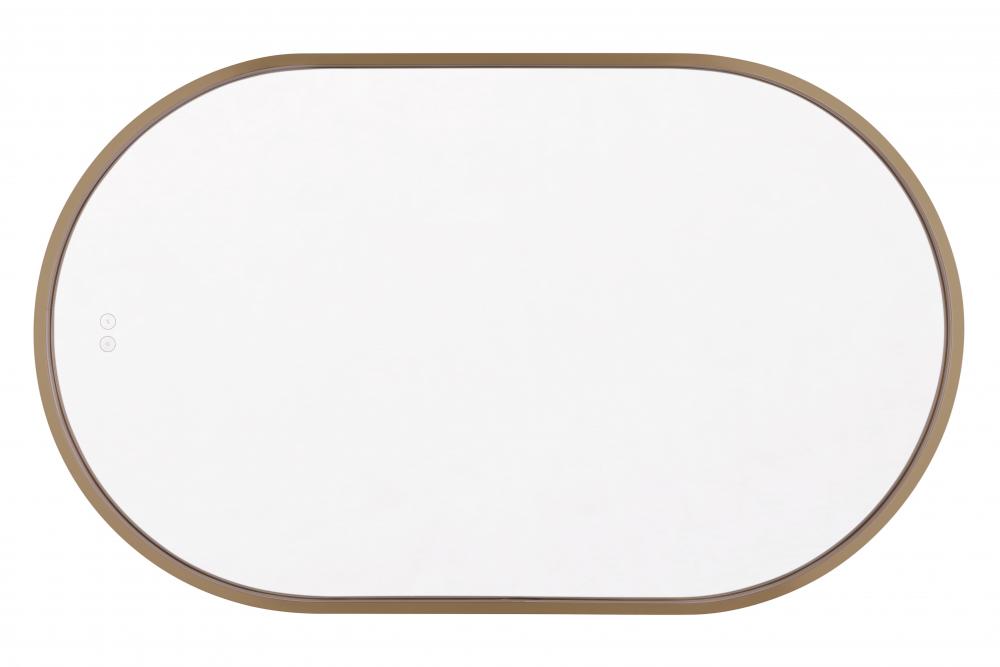 Rachel 24"x 40" Framed Oval LED Mirror in Satin Brass