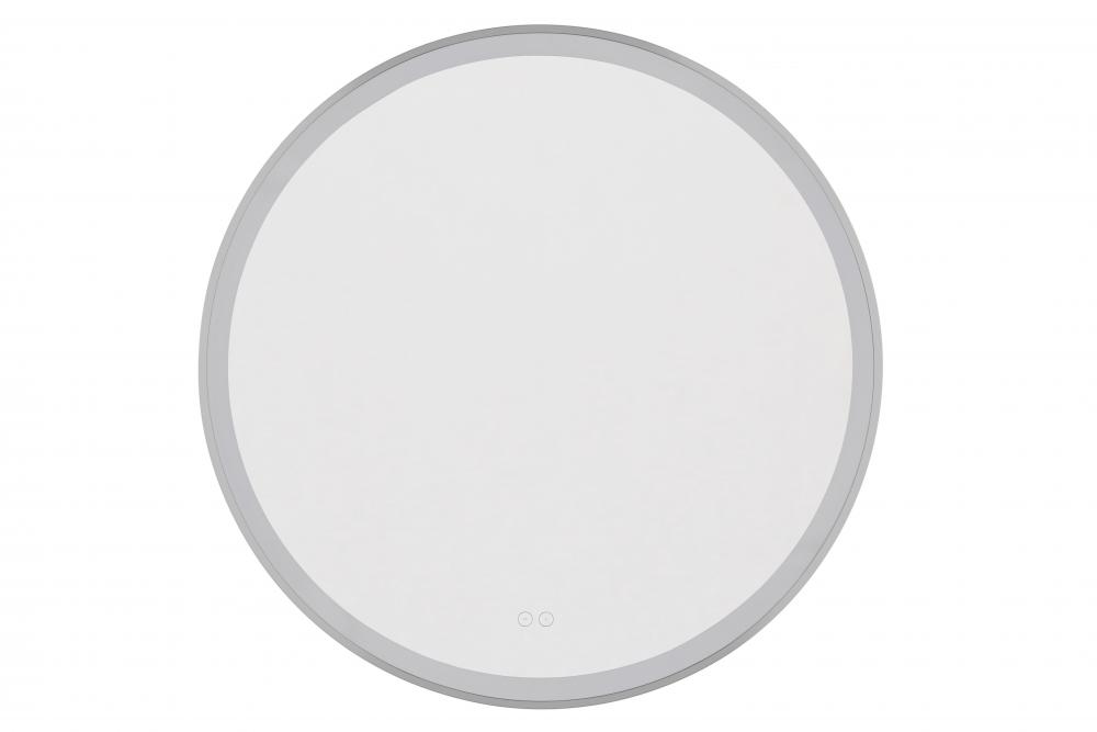 Ross 32" Framed Round LED Mirror in Brushed Polished Nickel