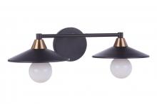 Craftmade 12519FBSB2 - Isaac 2 Light Vanity in Flat Black/Satin Brass