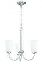 Craftmade 50423-BNK-WG - Gwyneth 3 Light Chandelier in Brushed Polished Nickel (White Glass)