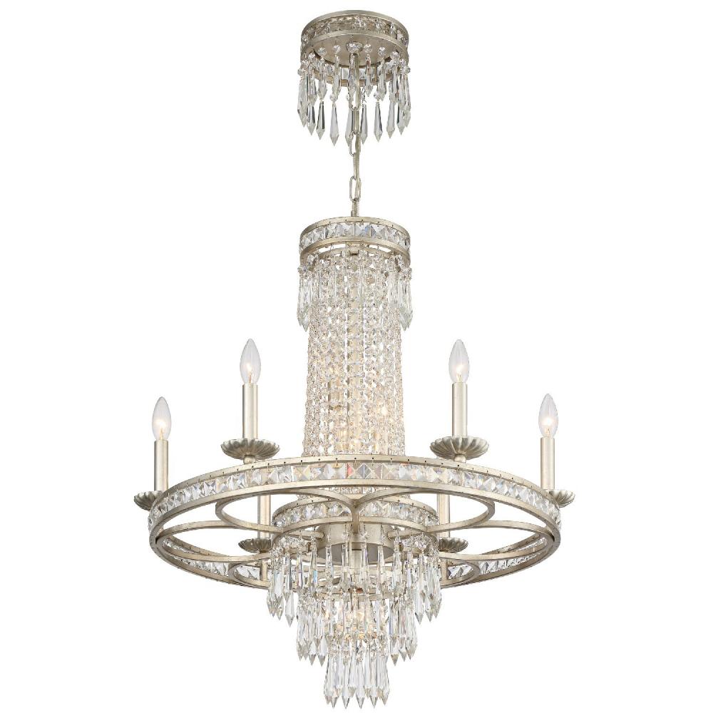 Mercer 10 Light Hand Cut Crystal Olde Silver Chandelier