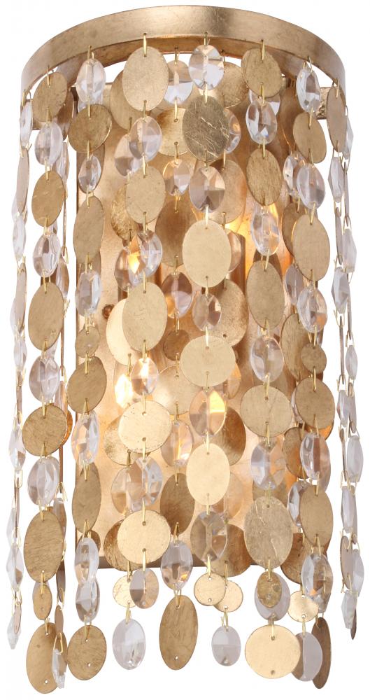 Crystorama Bella 2 Light Antique Gold Sconce