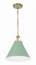 Crystorama XAV-B8301-VG-GR - Xavier 1 Light Vibrant Gold + Green Mini Pendant