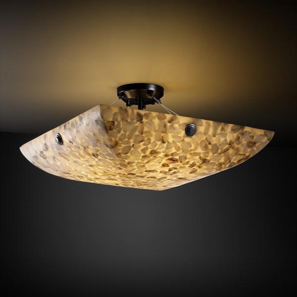 24" LED Semi-Flush Bowl w/ LARGE SQUARE W/ POINT FINIALS