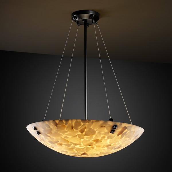 24" LED Pendant Bowl w/ PAIR SQUARE FINIALS