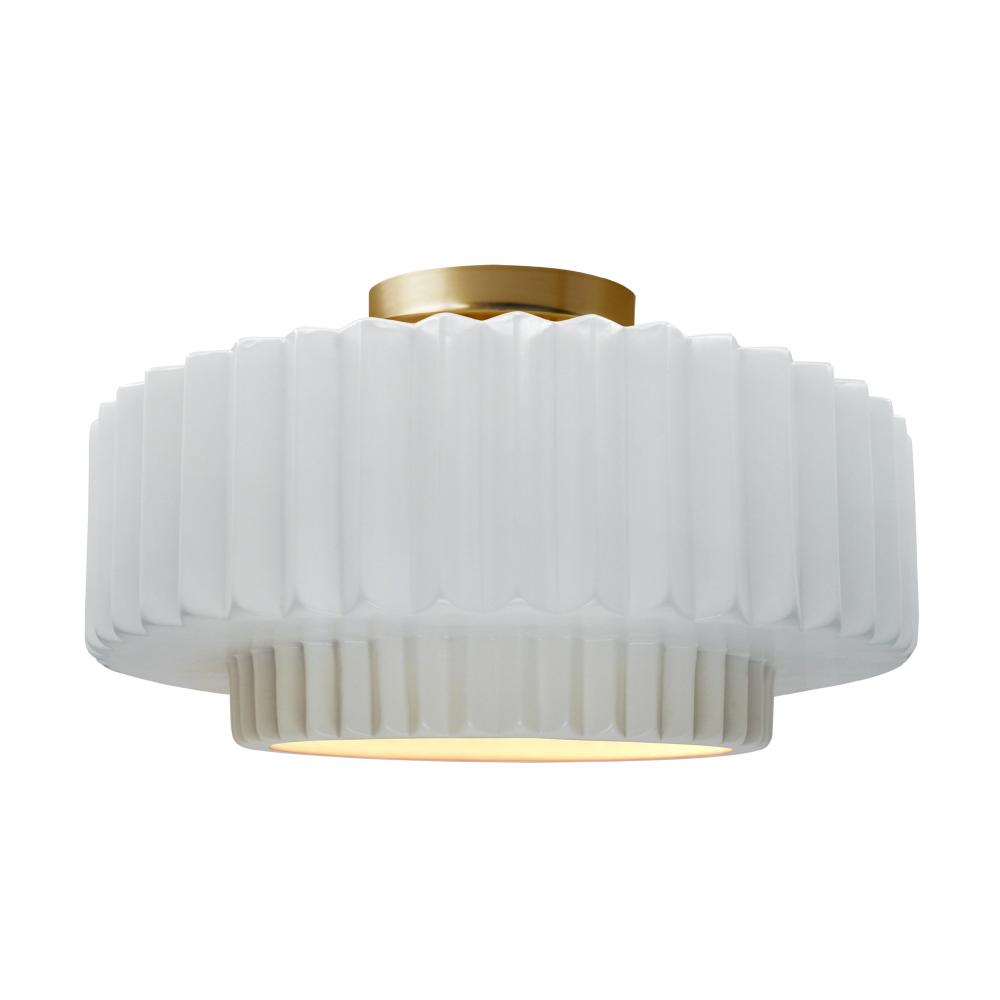 Large Tier Pleated LED Semi-Flush